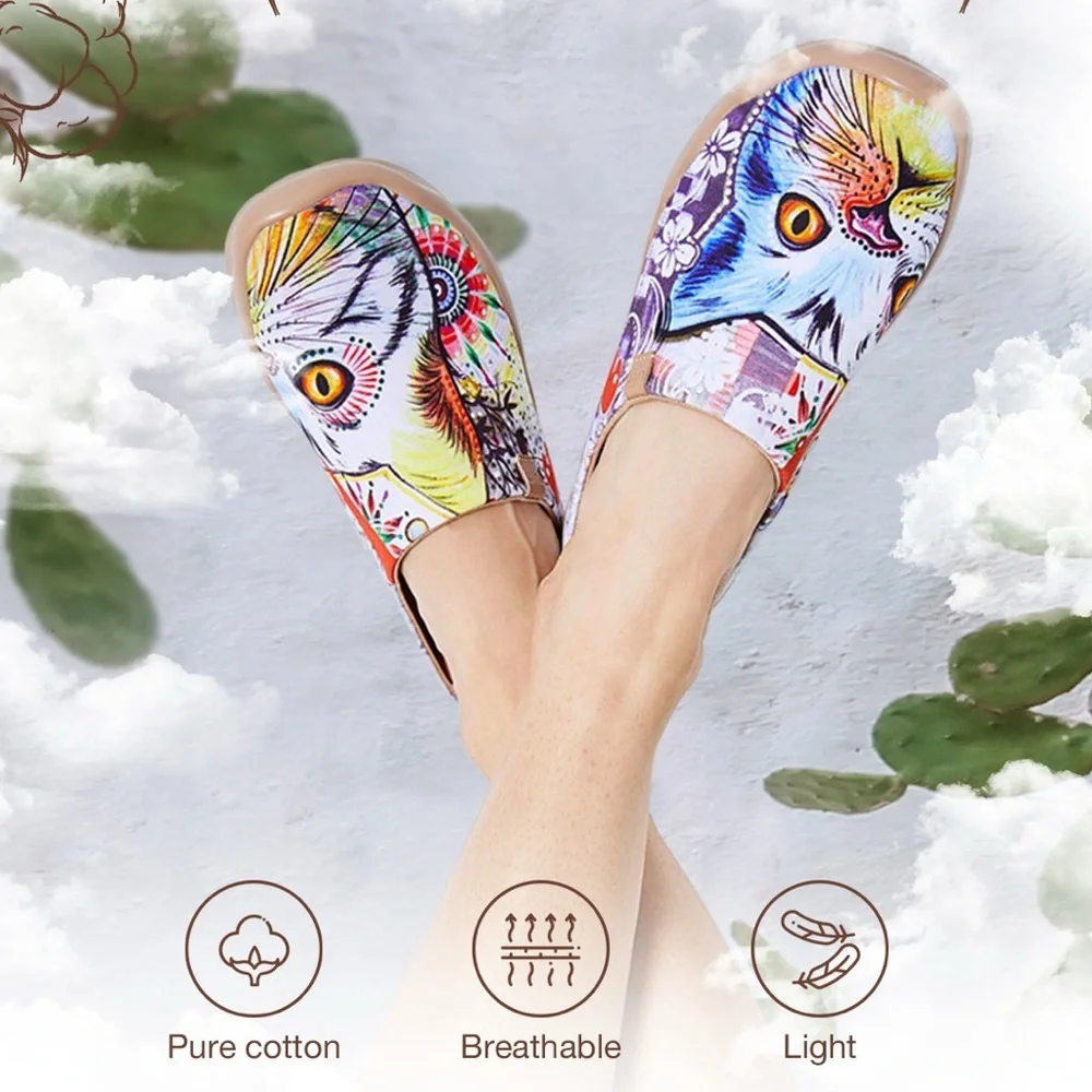 UIN CHEER UP SLIPPER Cat Print Colorful Lightweight Slip On Size 9.5 NEW - Picture 14 of 16